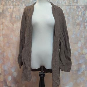 Brown Eileen Fisher Peruvian Alpaca Long Hooded Cardigan 1X